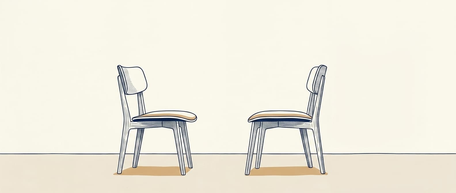 Zwei Personen im Sparring-Gespräch — Editorial-Illustration